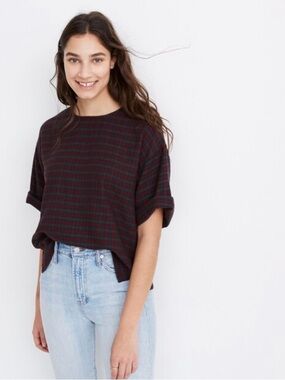 Madewell boxy  Plaid Tee (slubby holiday plaid)